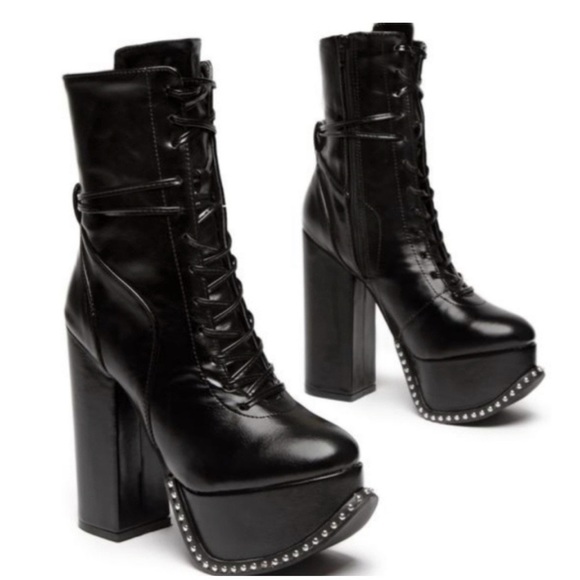 Pandora | Studded Platform Boots | Black - Picture 2 of 6